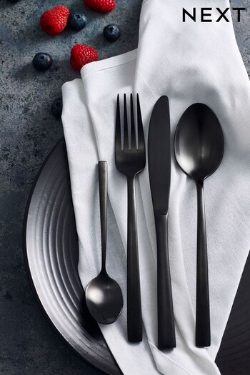 Black Satin Sloane 16pc Cutlery Set (A27017) | £42