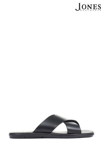 Jones Bootmaker Black Eli Men's Leather Slider Sandals (A27131) | £49