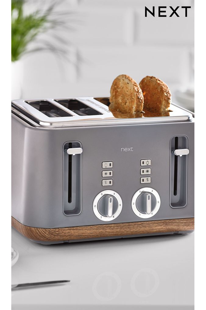 Grey Bronx Wood Effect 4 Slot Toaster (A27491) | £58