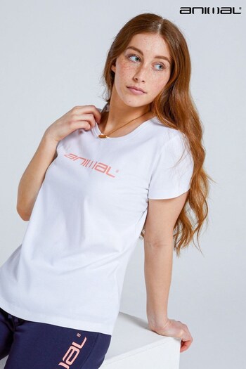Animal White Marina Organic Womens Fitted Logo T-Shirt (A28529) | £20