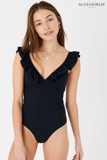 Accessorize Exaggerated Black Ruffle Swimsuit (A28612) | £40