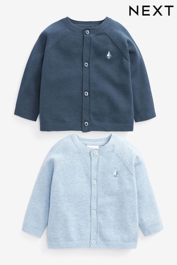 Blue/Navy 2 Pack Baby Lightweight Knitted Cardigans (0mths-3yrs) (A29102) | £14 - £16