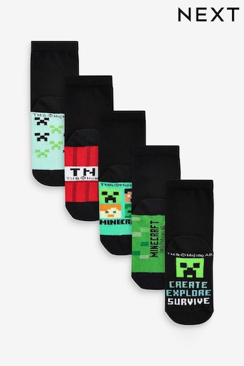 Minecraft Black 5 Pack Cotton Rich Socks (A31019) | £11.50 - £13.50