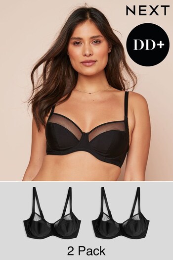 Black DD+ Non Pad Full Cup Bras 2 Pack (A31034) | £30