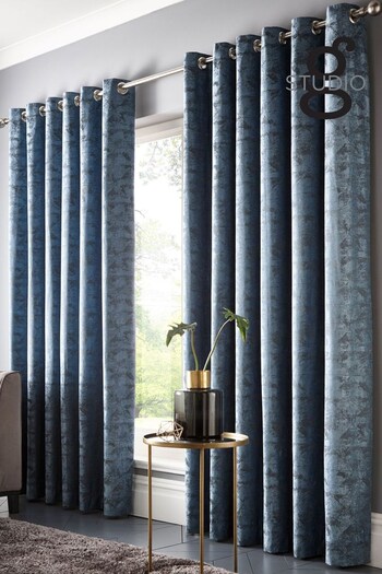 Studio G Teal Blue Topia Eyelet Curtains (A31897) | £80 - £220