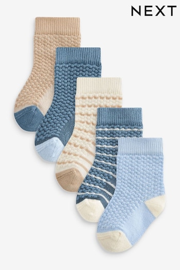 Blue/Brown Baby Socks 5 Pack (0mths-2yrs) (A32122) | £5.50