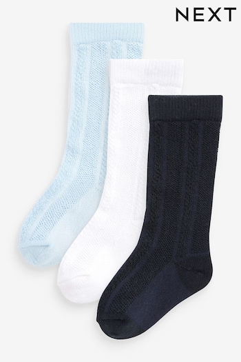 Blue Baby Knee Length Socks 3 Pack (0mths-2yrs) (A32123) | £5