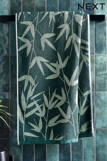 Green Bamboo Leaf Design 100% Cotton Towel (A32213) | £8 - £18