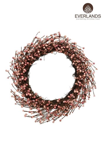 Everlands Pink Twig Wreath With Berries (A32719) | £44