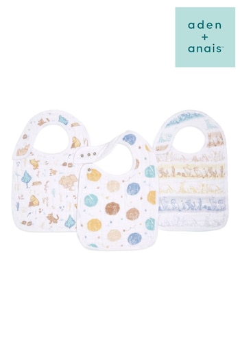 aden + anais Cotton Muslin Disney Baby Snap Bibs 3 Pack (A32746) | £22