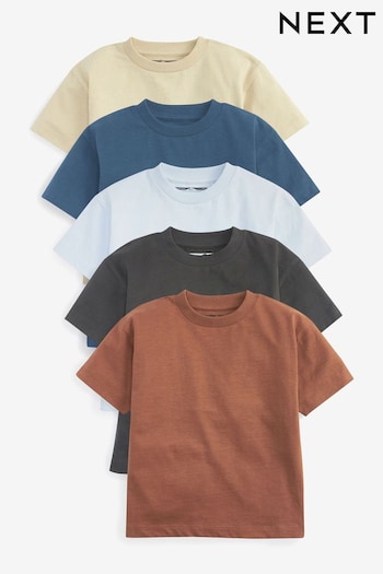 Blue/Brown Oversized Short Sleeve T-Shirts WITH 5 Pack (3mths-7yrs) (A33197) | £19 - £23