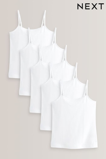 White 5 Pack Elastic Strappy Cami Vests (1.5-16yrs) (A33434) | £13 - £19