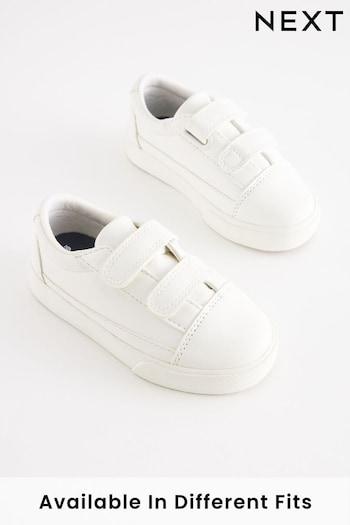 White Extra Wide Fit (H) Strap Touch Fastening Shoes (A33804) | £14 - £18