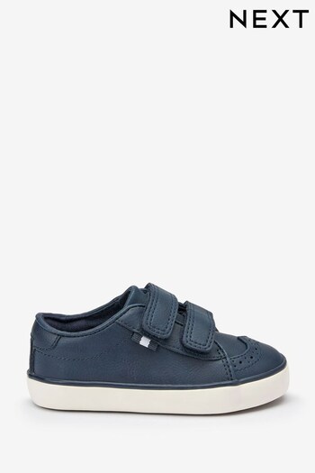 Navy Blue Brogue Strap Touch Fastening Shoes (A33836) | £18 - £21
