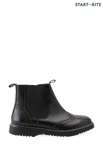 Start-Rite Revolution Black Leather Zip-Up Boots Szary F Fit (A34483) | £65