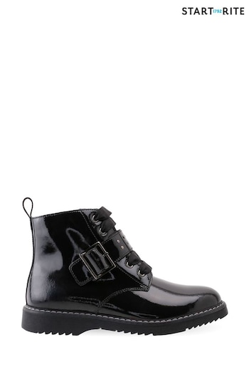 Start-Rite Icon Black Patent Leather Zip-Up Boots Womens F Fit (A34485) | £65