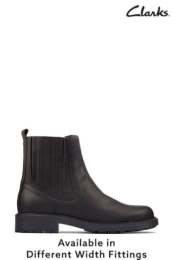 Clarks Black Standard Fit (F) Leather Orinoco2 Combats Mid dunklem Boots (A34648) | £89