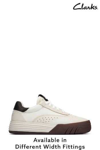 Clarks Off White Suede Cica Skater Wide Fit Trainers (A34847) | £55