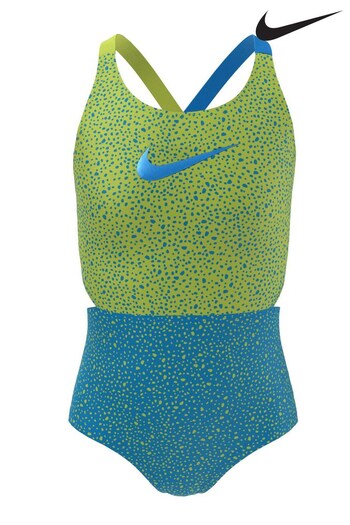 Nike Blue/Green Crossback Dot Print Swimsuit (A35800) | £23