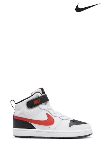 Nike sandals White/Red Junior Court Borough Mid Trainers (A35916) | £45