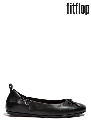 FitFlop Black Allegro Bow Leather Ballet Pumps (A36132) | £85