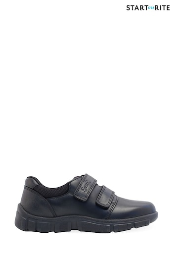 Start-Rite Origin Black Leather Double Strap School Shoes Navy F & G Fit (A36286) | £40