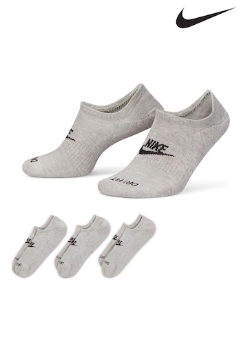Nike Grey Everyday Plus Cushioned Footie Socks 3 Pack (A36565) | £17