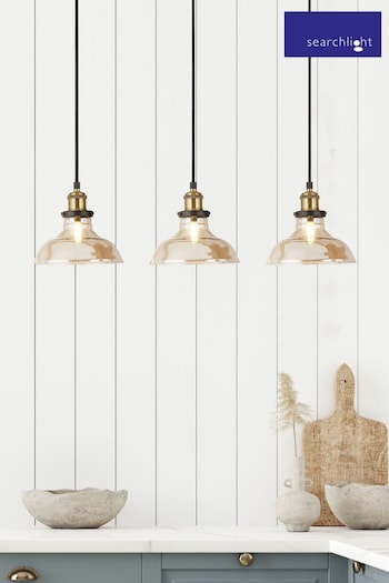 Searchlight Amber/Brass Alan 3 Light Bar Pendant (A36591) | £92