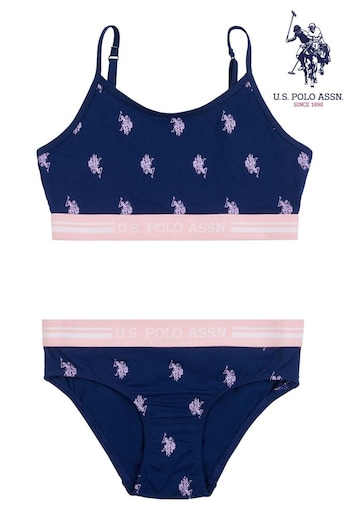 U.S. Polo Assn. Blue Bralette & Brief Underwear Set (A36681) | £21 - £25