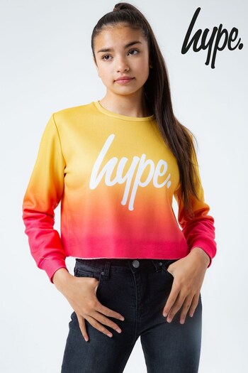 Hype. Kids Sunset Fade Yellow Crop Crew Sweater (A37341) | £33