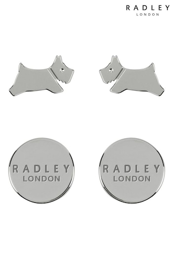 Radley London Ladies Silver Leaping Dog Twin Pack Stud Earrings (A37510) | £20