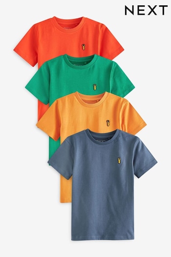 Multi Brights Short Sleeve Stag Embroidered T-Shirts mouwen 4 Pack (3-16yrs) (A37666) | £20 - £26