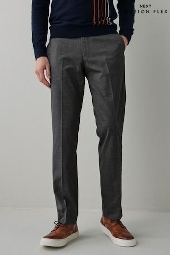 Charcoal Grey Textured Trousers Kent With Motion Flex Waistband (A37918) | £36