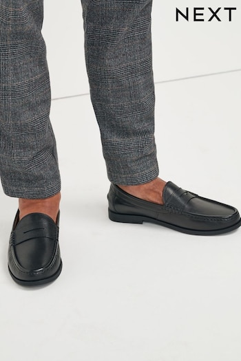 Black Leather Regular Fit Leather Penny Loafers (A37999) | £55