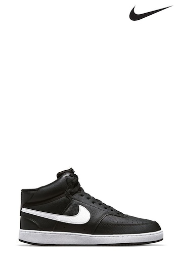 Nike Black/White Court Vision Mid Trainers (A38383) | £73