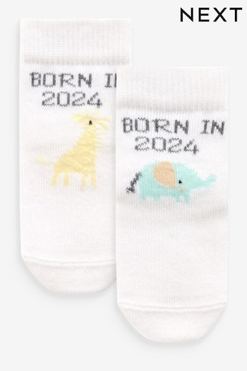 Ecru White Baby Born In 2024 Socks 2 Pack (0-12mths) (A38387) | £3.50