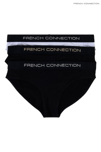 French Connection Black Metallic Fibre Briefs 3 Pack (A38490) | £26