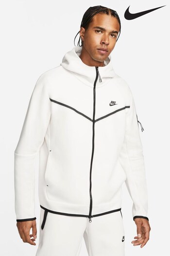 Nike White Tech Fleece Zip Through Hoodie (A38676) | £110