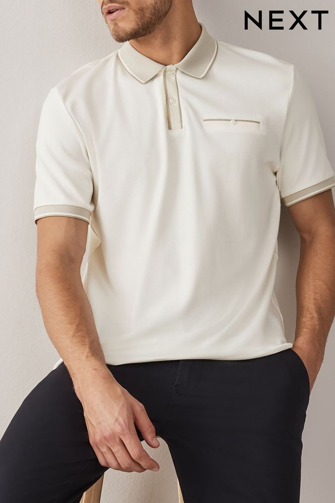 Buy Men s Cream Polo Shirts Tops Online Next UK