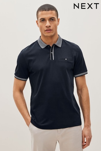 Navy Blue Smart Collar Polo T-Shirts Shirt (A39468) | £30