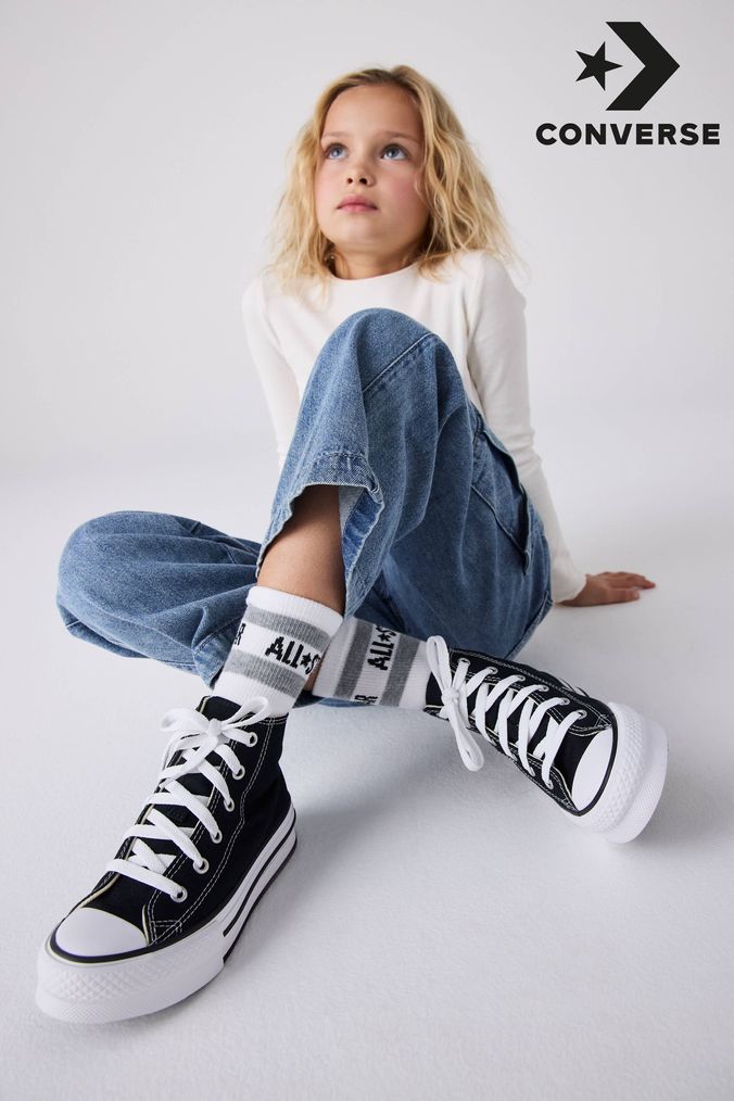 Converse Black Eva Lift High Top Junior Trainers (A39529) | £50