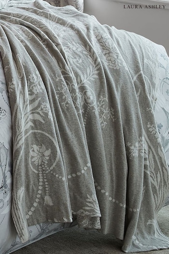 Laura Ashley Steel Grey Josette Knitted Throw (A40215) | £58