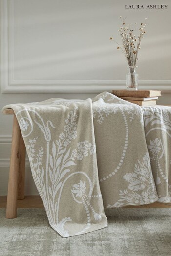 Laura Ashley Natural Josette Knitted Throw (A40216) | £58