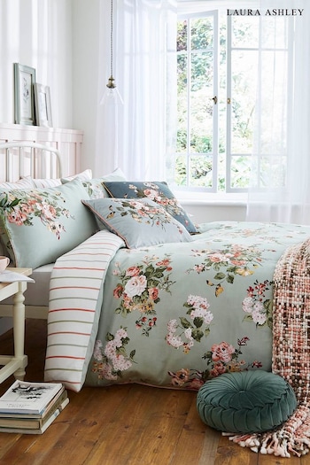 Laura Ashley Sage Rosemore Duvet Cover and Pillowcase Set (A40281) | £50 - £90