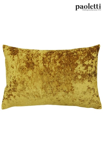 Riva Paoletti Ochre Yellow Verona Crushed Velvet Rectangular Polyester Filled Cushion (A40565) | £17