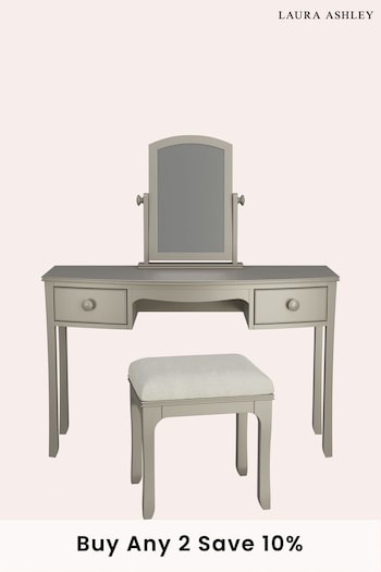 Laura Ashley Pale French Grey Broughton 2 Drawer Dressing Table Set (A40647) | £1,065