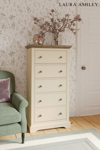 Laura Ashley Cream Oakham Five Drawers Tall Chest (A40694) | £835