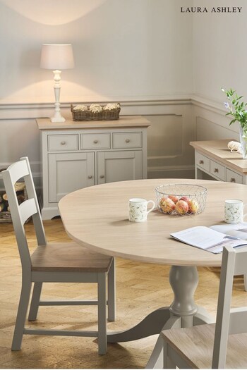 Laura Ashley Pale French Grey Oakham Round Extending Dining Table (A40717) | £795