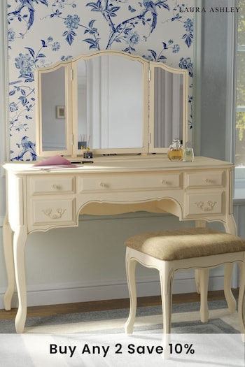 Laura Ashley Ivory Provencale 5 Drawer Dressing Table And Stool Set (A40748) | £1,040