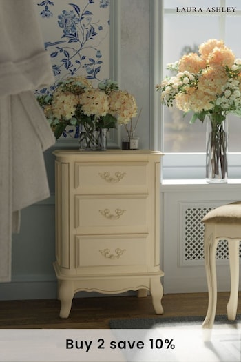 Laura Ashley Ivory Provencale 3 Drawer Bedside Chest (A40750) | £345